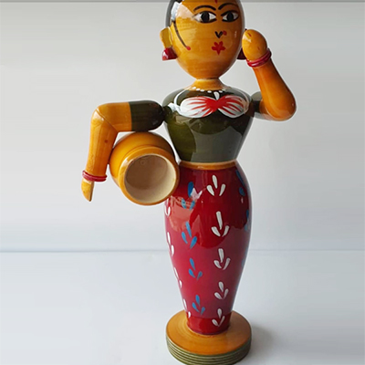 "Etikoppaka Wooden Lady with pot in hand -A-38 - Click here to View more details about this Product